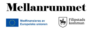 Logotyp Mellanrummet med EU-logotyp och logotyp Filipstads kommun