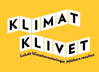 Logotyp Klimatklivet svart text på gul bakgrund