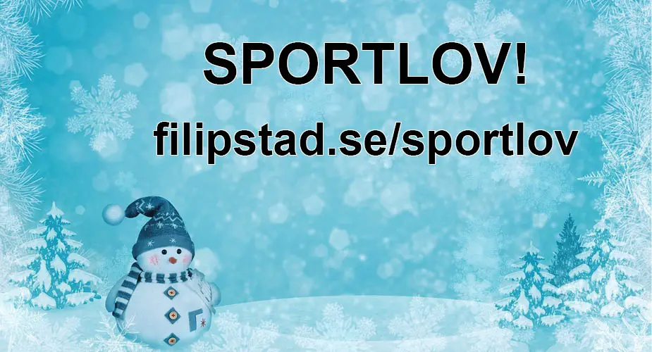 Illustration med snögubbe och texten filipstad.se/sportlov